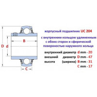 Корпусный подшипник UC 204